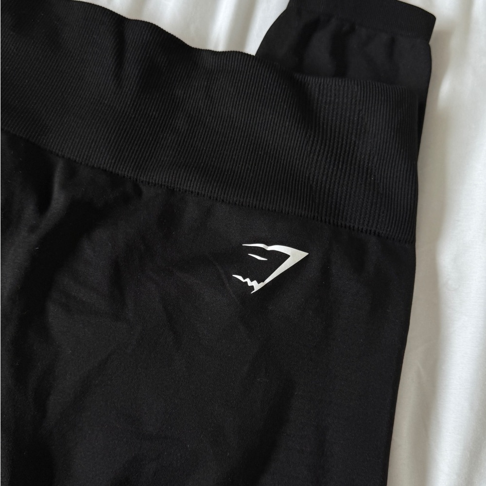 Black Gymshark Leggings with White Logo